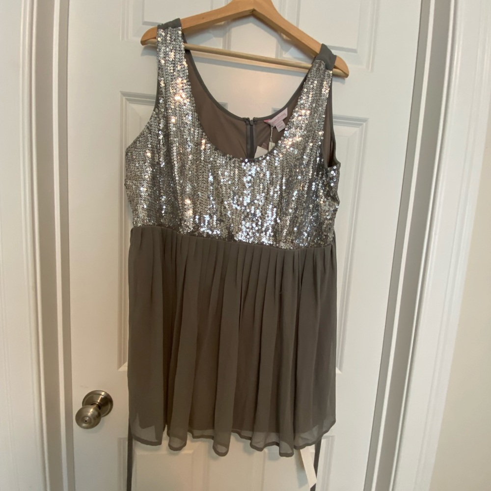 Simply Be Silver Babydoll Minidress
